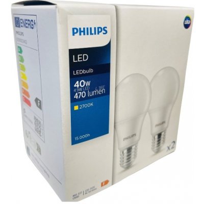 Philips 8719514471078 LED žárovka CorePro E27 4,9W/40W 470lm 2700K A60 bílá 2-set