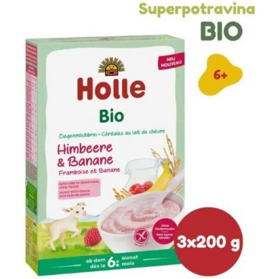 Holle Bio kaše s kozím mlékem malinami a banánem 3 x 200 g – Zboží Dáma