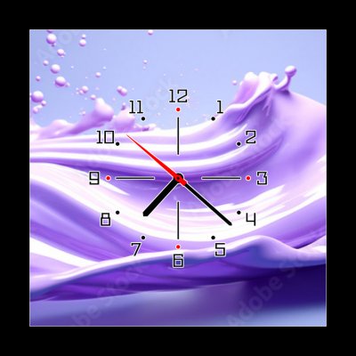 Obraz s hodinami 1D - 50 x 50 cm - Abstract purple fluid art in bright colors. Lavender background for advertising cosmetic products.Generative Ai content. – Zboží Mobilmania