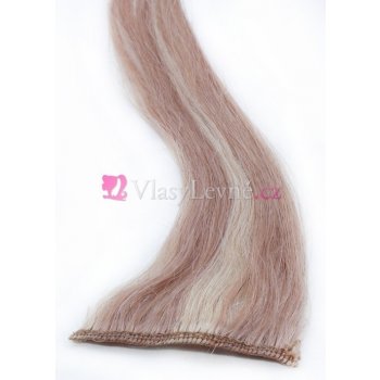 027/613 Melírované(tmavé/nejsvětlejší blond) lidské vlasy k prodloužení Clip in 50 cm
