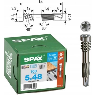 Šrouby do dřeva Spax 5 x 48 mm, 100 ks – Hledejceny.cz