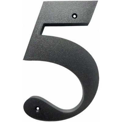Domovní číslo popisné 5 na zeď, vrata, sloupky s dírami pro vruty barva černá, výška 170 mm – Zboží Mobilmania