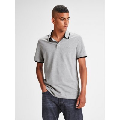 Jack & Jones šedé žíhané polo tričko Paulos