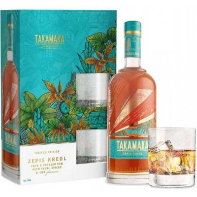 Takamaka Rum Zepis Kreol 43% 0,7 l (dárkové balení 2 sklenice)