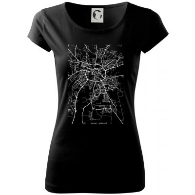 Mapy měst černobílé Hradec Králové Dámské triko Pure Černá – Hledejceny.cz