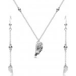 Šperky eshop stříbrný set náušnice a náhrdelník andělské křídlo a lesklé kuličky R47.26 – Zboží Mobilmania