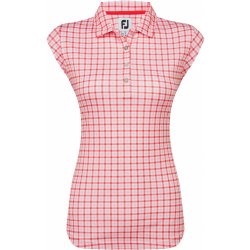 FootJoy W polo Cap Sleeve Gingham Print červené