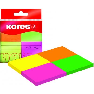 Kores Neonové bločky Kores Multicolour ve 4 barvách 40x50 mm / 200 lístků (48450) – Hledejceny.cz