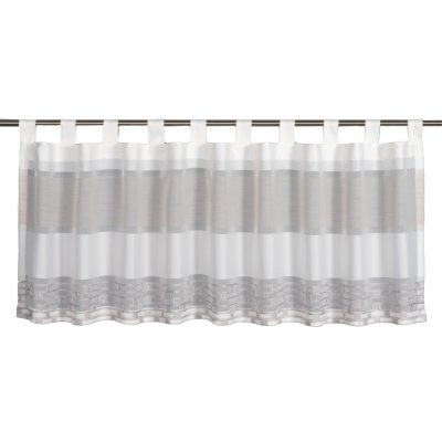 Sehlbach Vitrážová záclona s poutky, žakárové pruhy, taupe, 140 x 45 cm – Hledejceny.cz
