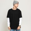 Pánské Tričko Urban Classics tričko Oversized Shaped Double Layer LS Tee black/white