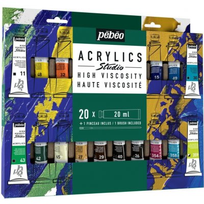 Studio Acrylic sada 20 × 20 ml   štetec – Zboží Dáma