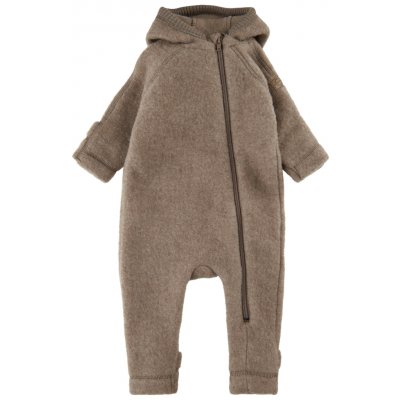 Merino overal na zip s oušky hnědý Melange Denver Mikk Line – Zboží Dáma
