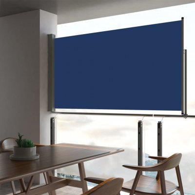 Greatstore Zatahovací boční markýza / zástěna na terasu 160 x 300 cm modrá – Zboží Mobilmania