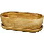 Ceramicus Truhlík keramický KAKTUS TEAK 28 cm s podmiskou matný světle hnědý – Hledejceny.cz
