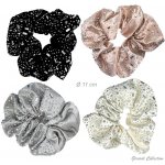 Saténová gumička do vlasů s kamínky Černá – Zboží Mobilmania