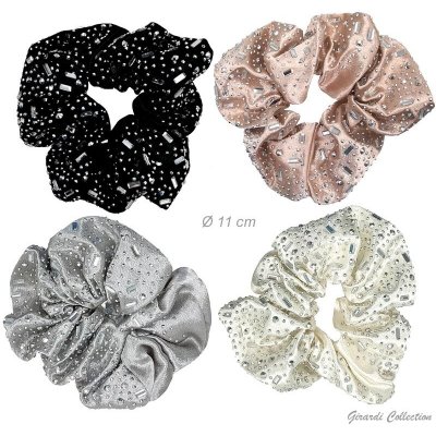 Saténová gumička do vlasů s kamínky Černá – Zboží Mobilmania