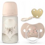 Suavinex safa+ dudlík fyziologický klip Joy stříbrná varianta sada+dudlík fyziologický +klip Joy krémová 270ml – Zboží Dáma