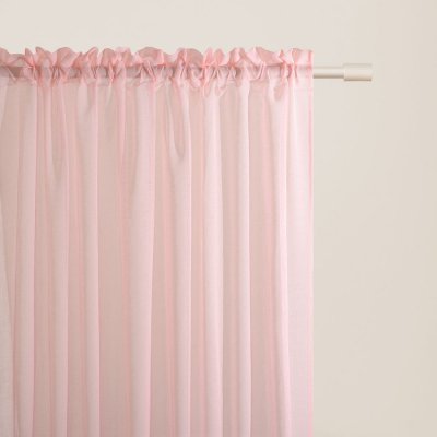 Záclona FLAVIA na francouzské okno v pudrově růžové barvě s řasící páskou ružová Šírka 140 cm | Dĺžka 230 cm