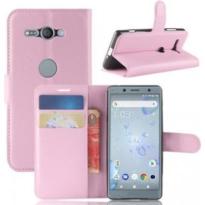 Pouzdro Litchi PU kožené zapínací Sony Xperia XZ2 Compact - růžové