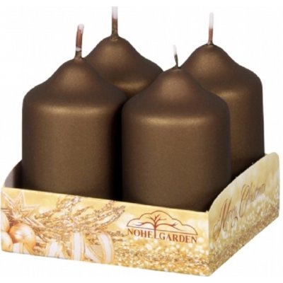 NOHEL GARDEN Adventní svíčky metalické matné hnědé 4 x 7 cm, 4ks – Hledejceny.cz