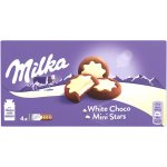 Milka White Choco Mini Stars kakaové sušenky, mléčná náplň a bílá čokoláda 150 g – Zboží Dáma