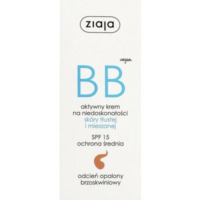 Ziaja BB Cream Oily and Mixed Skin bb krém pro mastnou a smíšenou pleť SPF15 Dark 50 ml – Hledejceny.cz