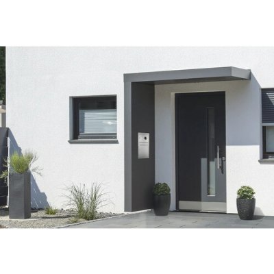 Gutta BS Plus 160 antracit 200x90 cm levý bok s poštovní schránkou, integrovanou kamerou, domovním telefonem a nerezovým odtokem – Zboží Mobilmania