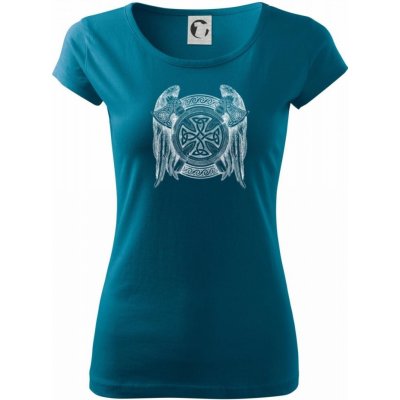 Keltský symbol a sekery pure dámské triko petrolejová – Zboží Mobilmania