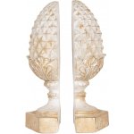 Pine Béžová zarážka na knihy ve tvaru ozdobné šišky – 2 ks 16x14x29 cm – Zbozi.Blesk.cz