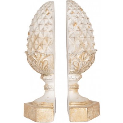 Pine Béžová zarážka na knihy ve tvaru ozdobné šišky – 2 ks 16x14x29 cm – Zbozi.Blesk.cz