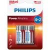 Baterie primární PHILIPS Power Alkaline AAA 6ks LR03P6BP/10