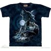 Pánské Tričko The Mountain Vlci vyjící na měsíc pánské batikované triko tmavě modrá