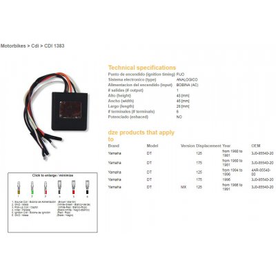DZE jednotka zapalování CDI YAMAHA DT 125MX 86-91; DT 175 80-96 (OEM-3JO-85540-20, 4AR-85540-00) – Zbozi.Blesk.cz