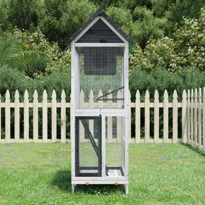vidaXL Ptačí voliéra šedá 60 × 58,5 × 160 cm masivní borové dřevo 9799.172256 – Hledejceny.cz