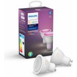 Philips Hue 8719514340084 LED žárovky set 2x4,3W GU10 350lm 2000-6500K sada 2ks, Bluetooth, stmívatelné, White and color ambiance + 16 millionů barev, bílá – Sleviste.cz