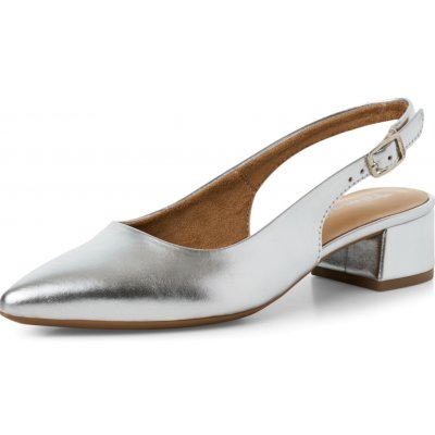 Tamaris dámské lodičky s prázdnou patou stříbrné – Sleviste.cz