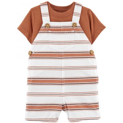 Carter's Set 2dílný triko kr. rukáv kraťasy na kšandy Brown&Color Stripes kluk – Zboží Mobilmania