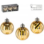 Pro-Tech shop Sada 3 skleněných vánočních koulí s LED 8cm zlatá 69678 – Hledejceny.cz