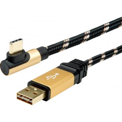 Roline 11.02.9060 USB 2.0, oboustranný USB A(M) - USB C(M) lomený (90°), 0,8m