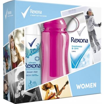 Rexona Freshness&Care sprchový gel 250 ml + Fresh Shower Clean dedorant spray 150 ml + sportovní láhev 500 ml dárková sada