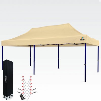 BRIMO Nepromokavý párty stan 3x6m bez 3 stěn Béžová S. Ocel eco – Zboží Mobilmania