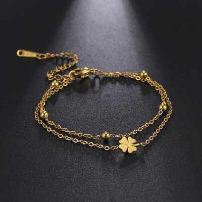 Fashion Jewelry dvojitý čtyřlístek pro štěstí zlatý OJ472