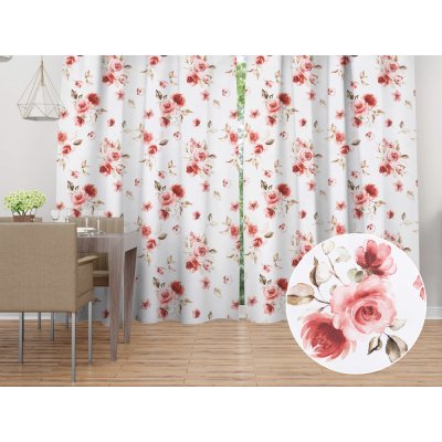 Biante Dekorační závěs TF-023 Červené růže na bílém 140x190 cm – Hledejceny.cz