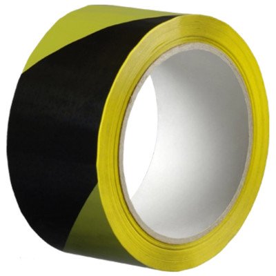 Lepicí páska výstražná, 50 mm x 66 m, černo žlutá, levá – Zboží Mobilmania