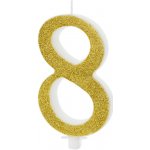 PartyDeco Svíčka na dort zlatá číslo 8 – Zboží Dáma