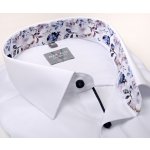 Marvelis Comfort Fit košile s květovaným vnitřním límcem a manžetou bílá – Sleviste.cz