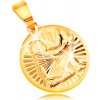 Přívěsky Šperky Eshop Přívěsek ve žlutém zlatě kruh s blýskavými paprskovitými zářezy PANNA S3GG211.38