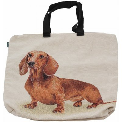 Taška látková na zip BASSOTTO MARRONE - jezevčík 40x40cm – Zboží Živě