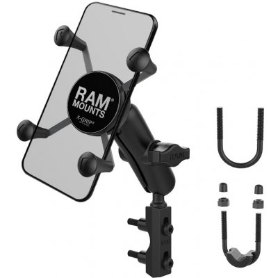 kompletní sestava držáku RAM Mounts X-Grip s uchycením na objímku brzdové/spojkové páčky/řidítka motocyklu