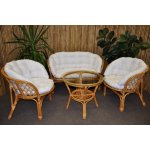 Ratanová sedací souprava Bahama medová velká polstr bílý MAXI – Zboží Mobilmania